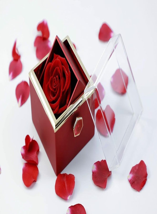 Dokazu To My Love Necklace Eternal Rose Rotating 360 Gift Box Jewelry Box, Preserved Red Rose with to My Love Necklace, Gifts for Her, Wife, Girlfriend, Wife, Rose Gifts for Women - Image 3